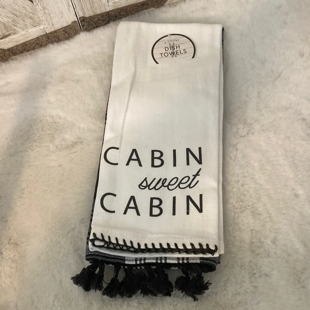 Target BP 2021 White and Black Dish Towels with Tassels